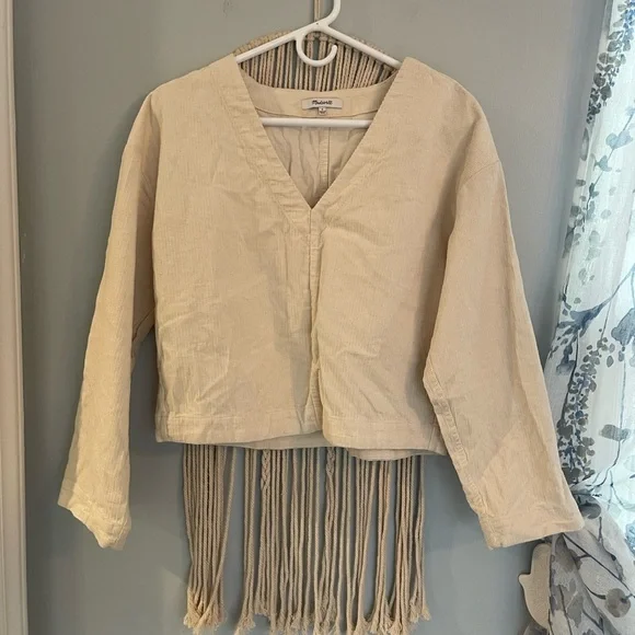 Madewell Corduroy Creamy Ivory Crop Top Size Small - Picture 2 of 7